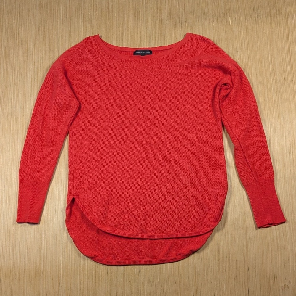 Banana Republic Red Merino Wool Blend Tunic Sweater Preppy Casual Women's Medium